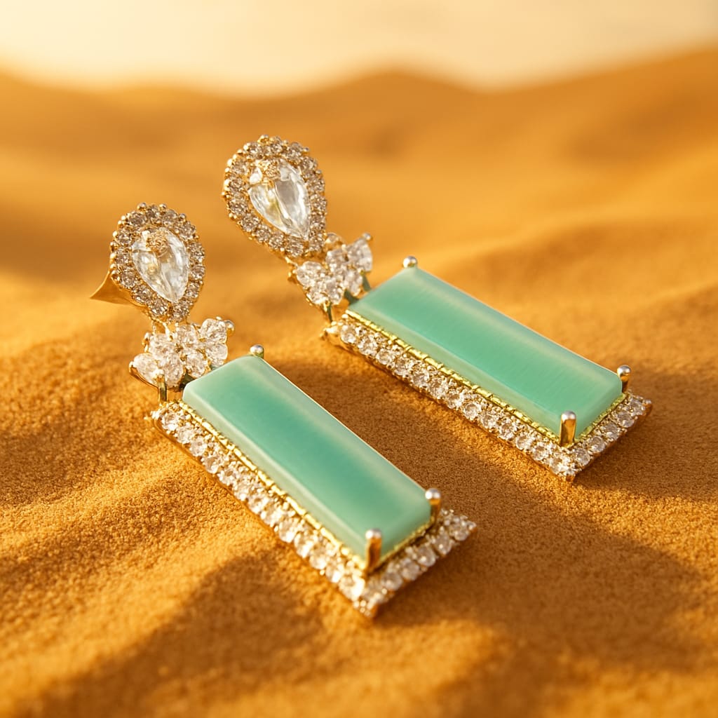 Emerald Glow Statement Earrings