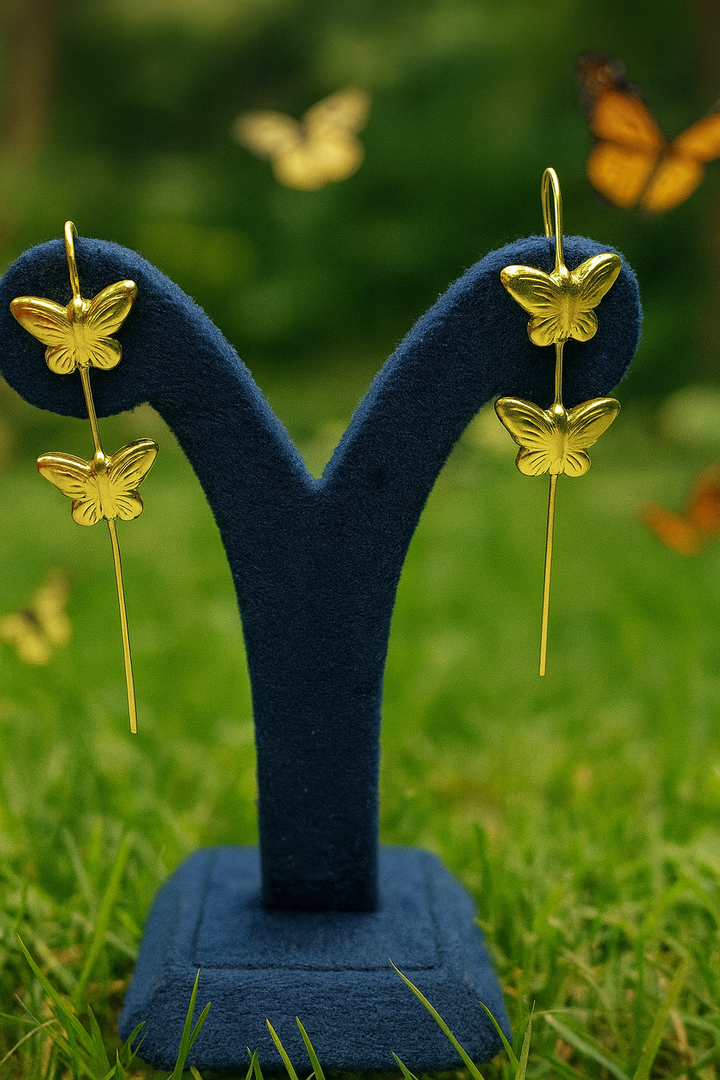 Golden Butterfly Drop Earrings