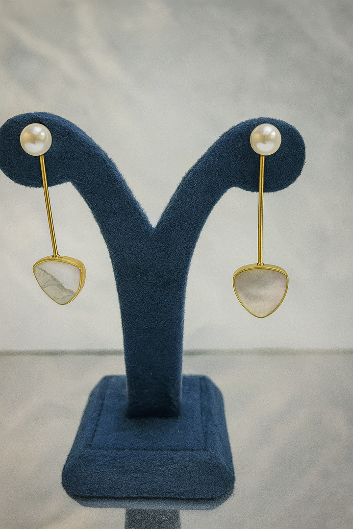 Pearl & Stone Drop Earrings