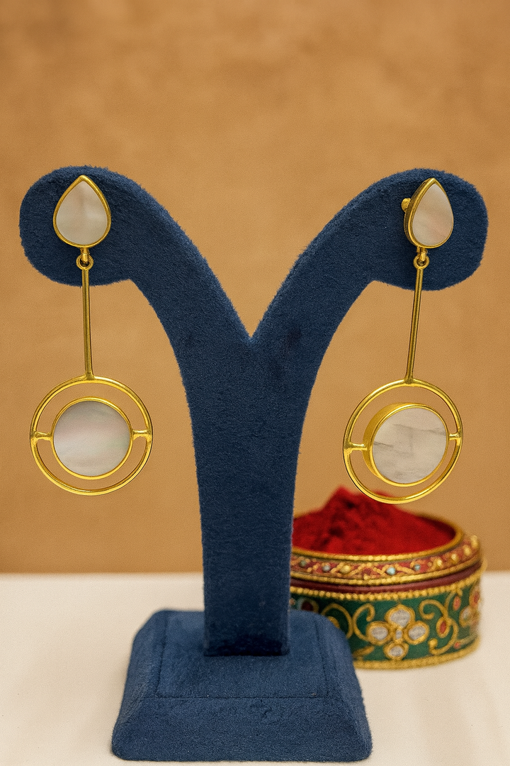 Amyraa Jewels – Mother of Pearl Gold-Plated Drop Earrings