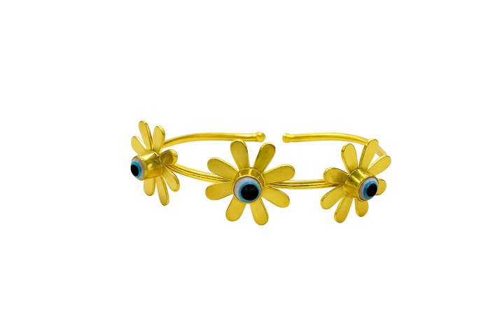 Golden Blossom Evil Eye Cuff
