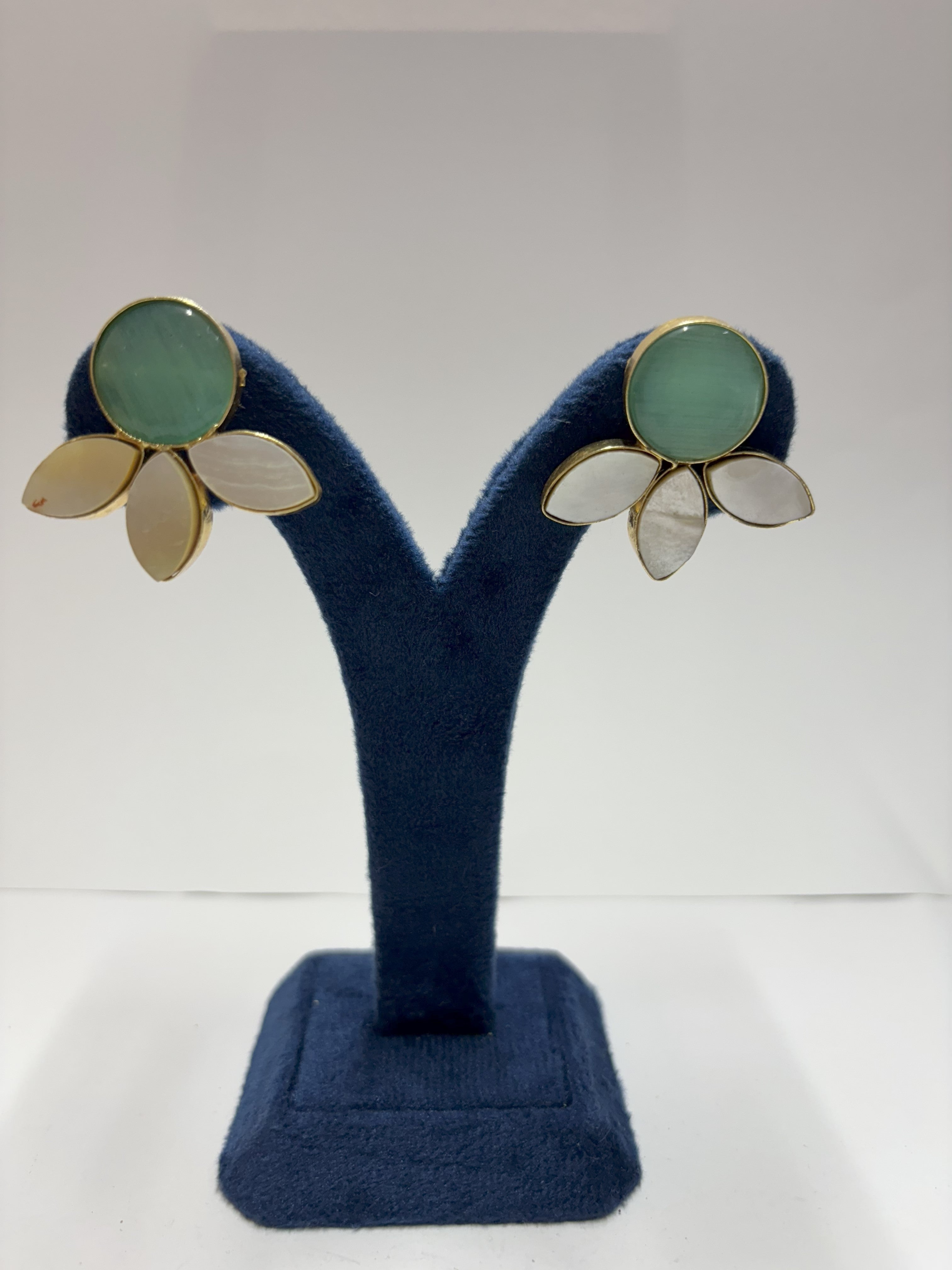 Floral Petal Stone Earrings