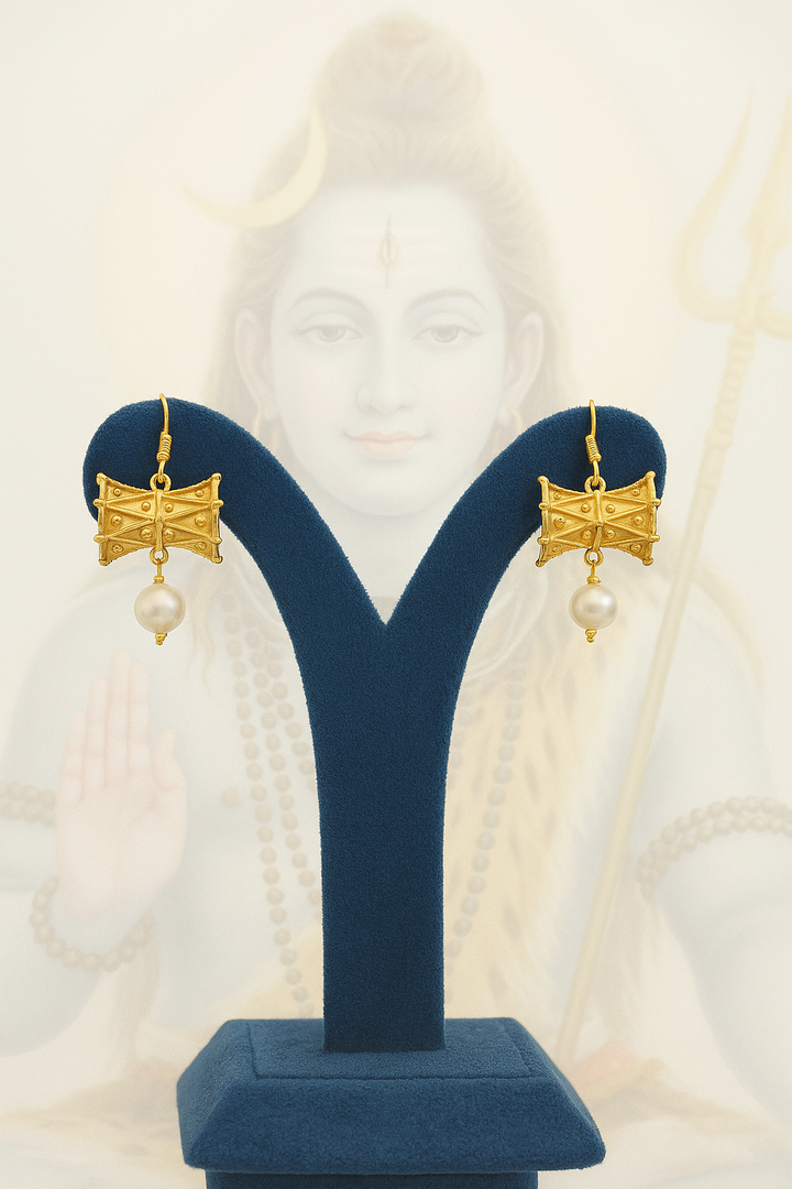 Divine Damru Gold Earrings