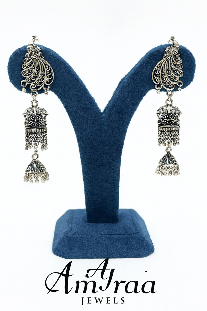 Regal Peacock Jhumka Earrings – Amyraa Jewels