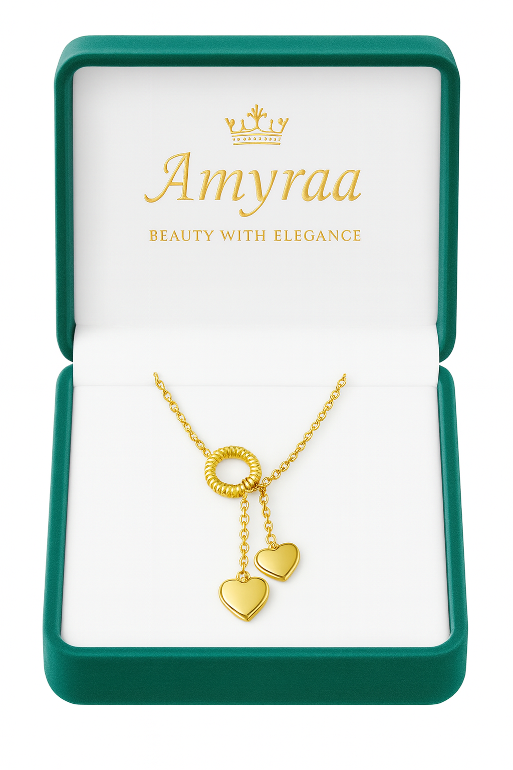 Golden Heart Drop Necklace