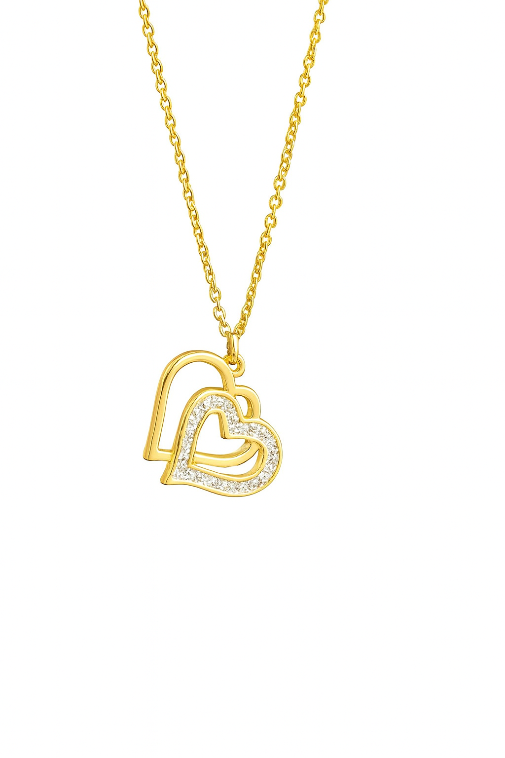 Golden Double Heart Pendant Necklace