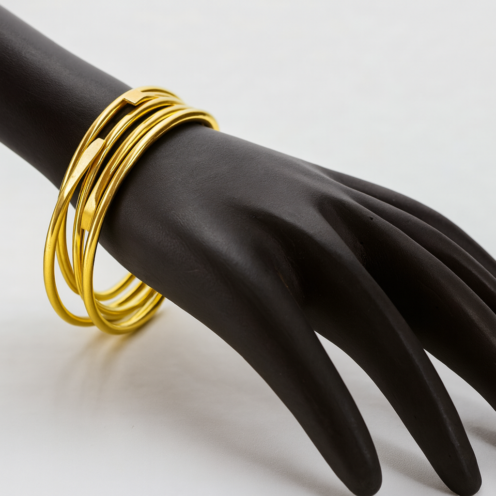 Elegant Golden Overlap Bangles