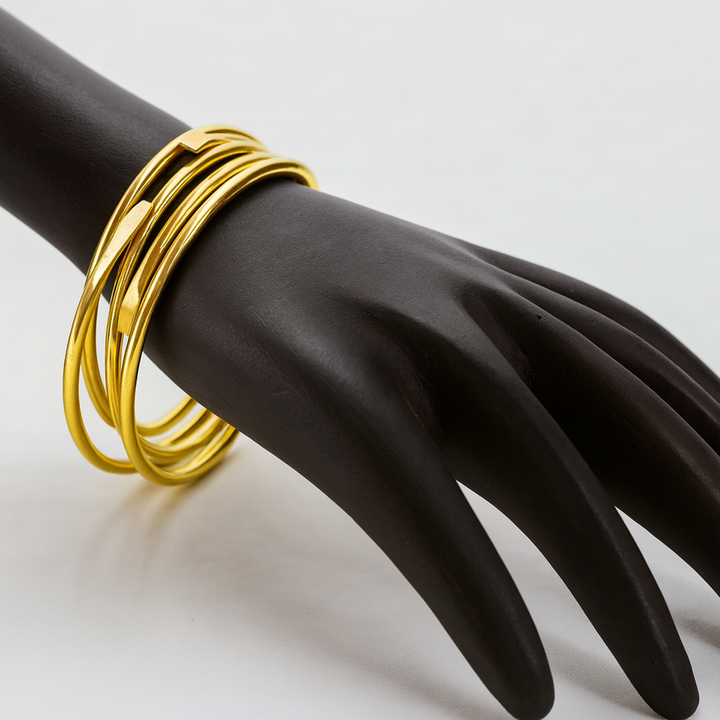 Elegant Golden Overlap Bangles