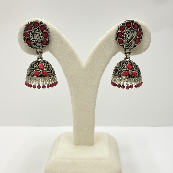 oxidized silver jhumka earrings