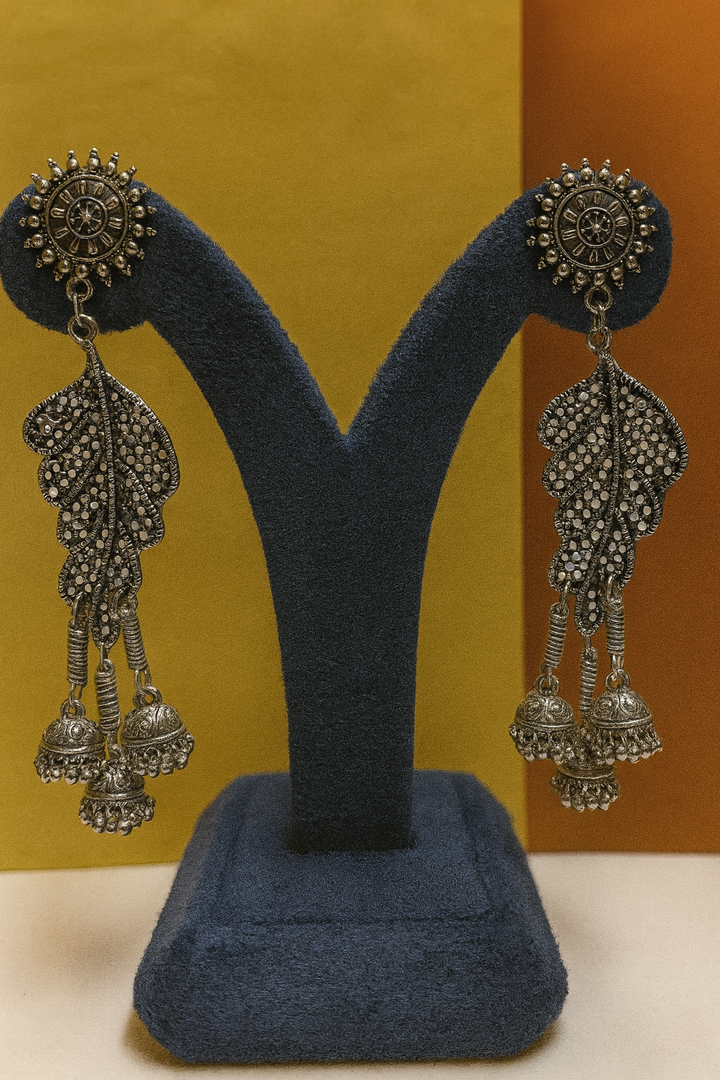 Leaf Drop Oxidized Jhumka Earrings – Amyraa Jewels