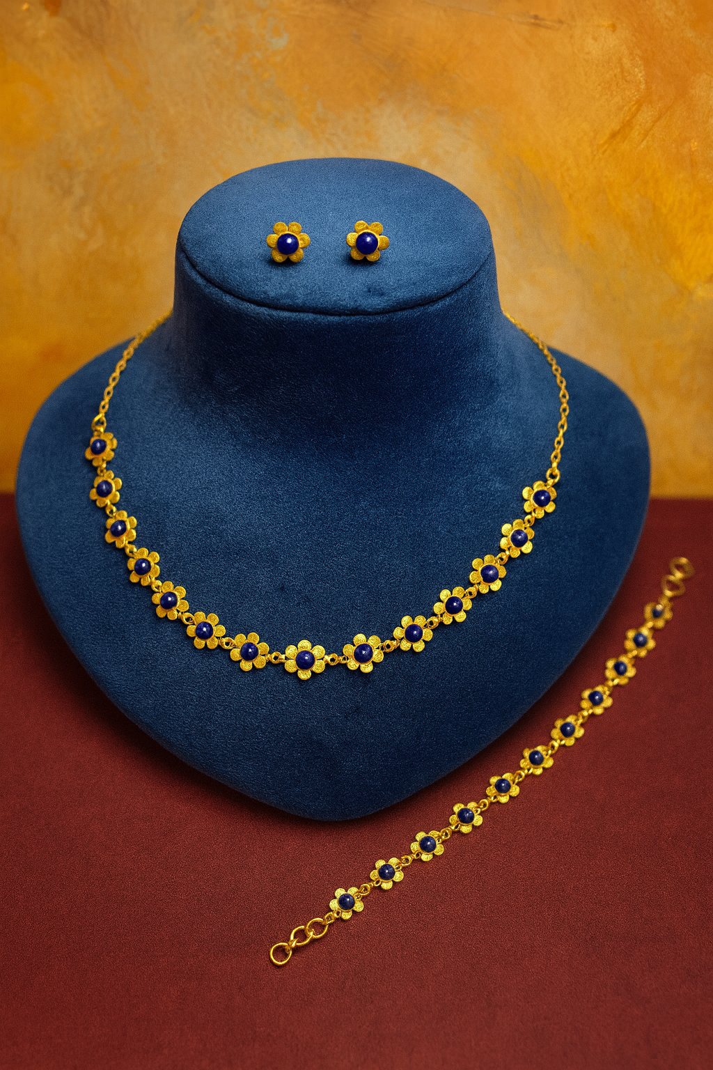 “Amyraa Jewels – Turquoise Floral Gold-Plated Jewelry Set”