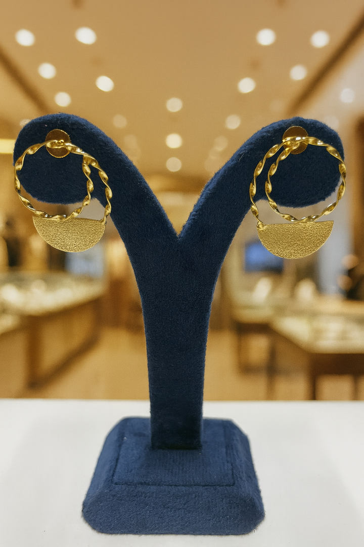 Textured Gold Half-Moon Hoop Earrings