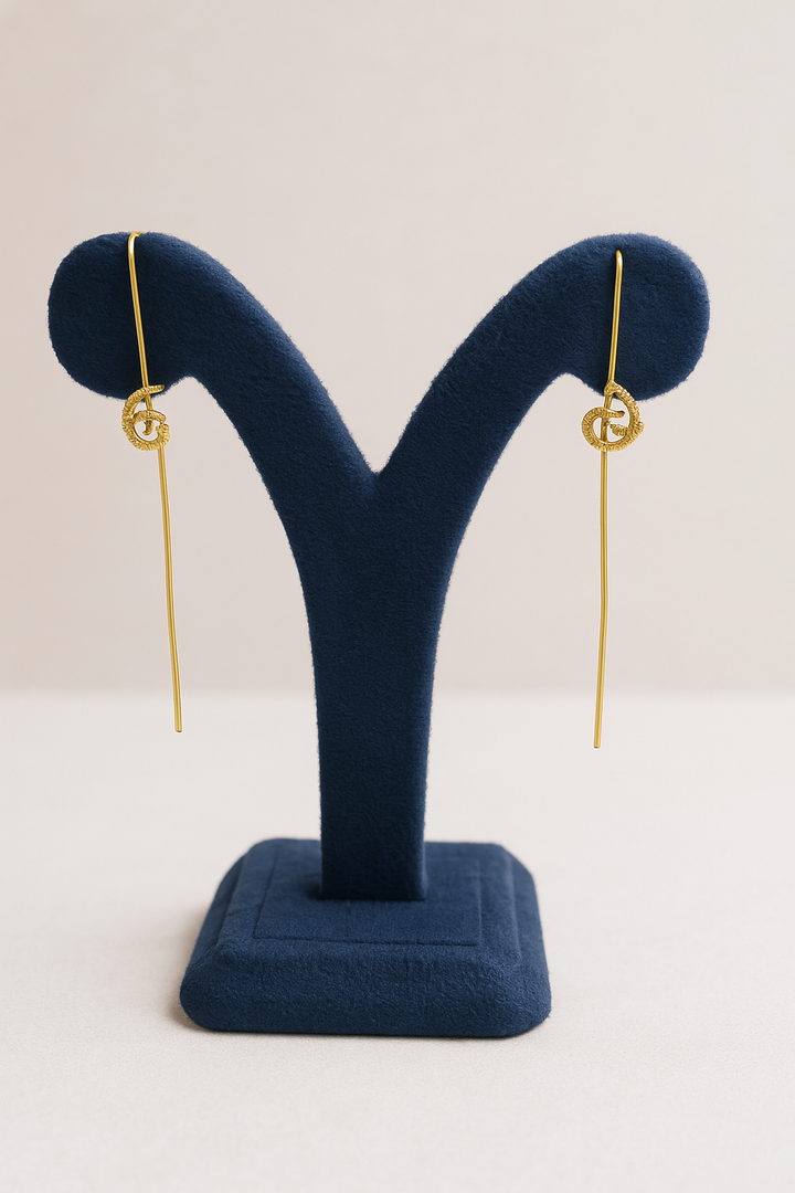 Golden Minimal Heart Loop Drop Earrings