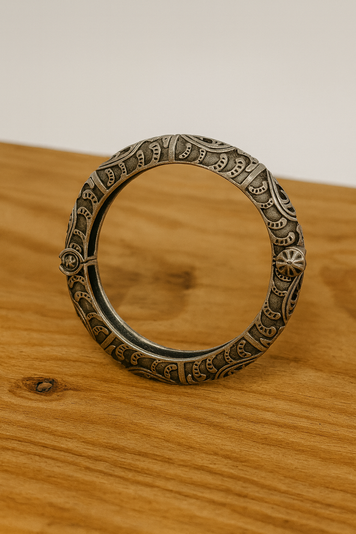 Handcrafted Antique Silver Engraved Bangle