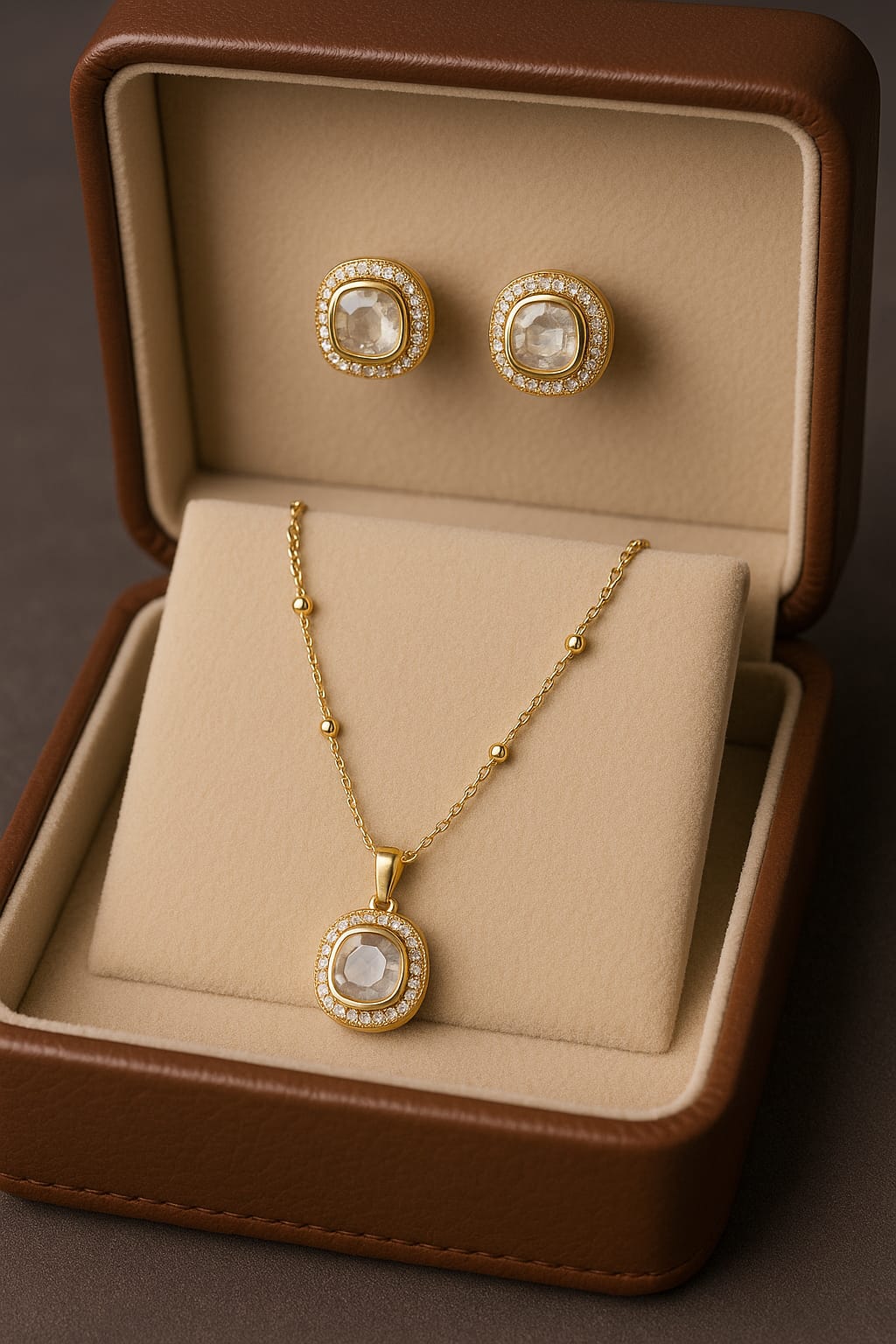 Golden Teardrop Pendant Set