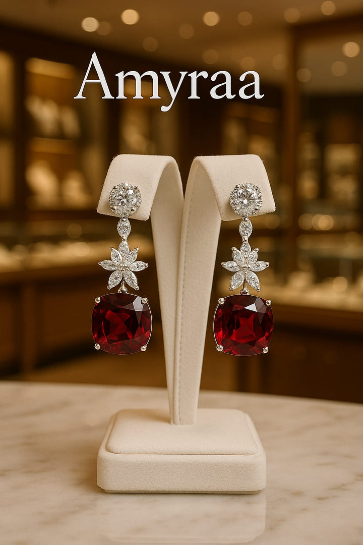 Garnet &amp; Diamond Elegance Earrings