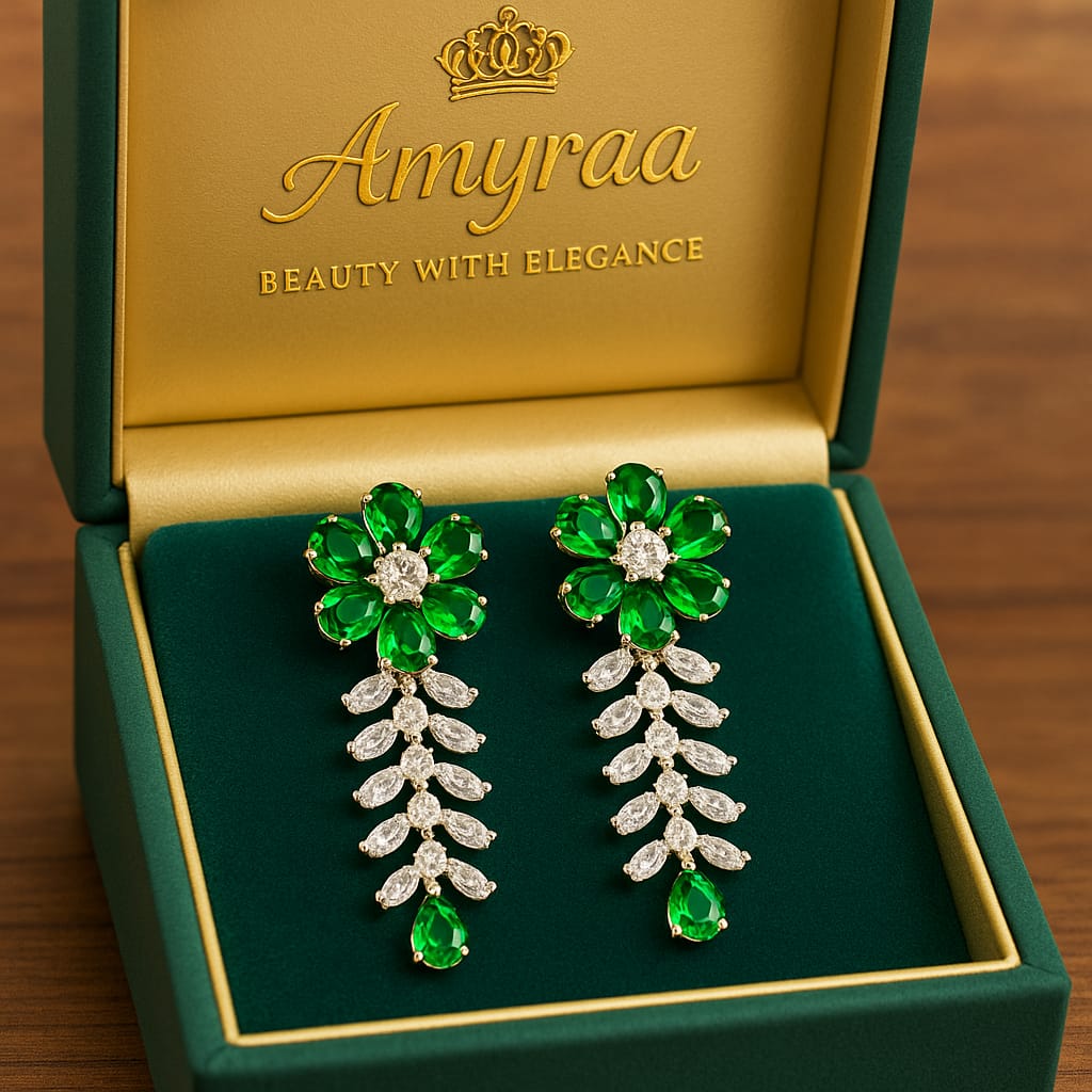 Emerald Blossom Drop Earrings