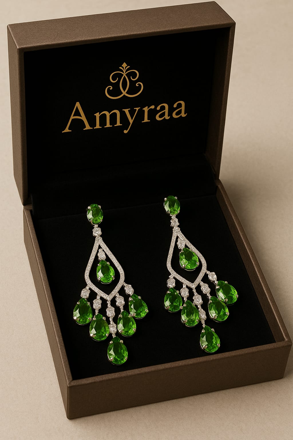 Emerald Green Teardrop Chandelier Earrings
