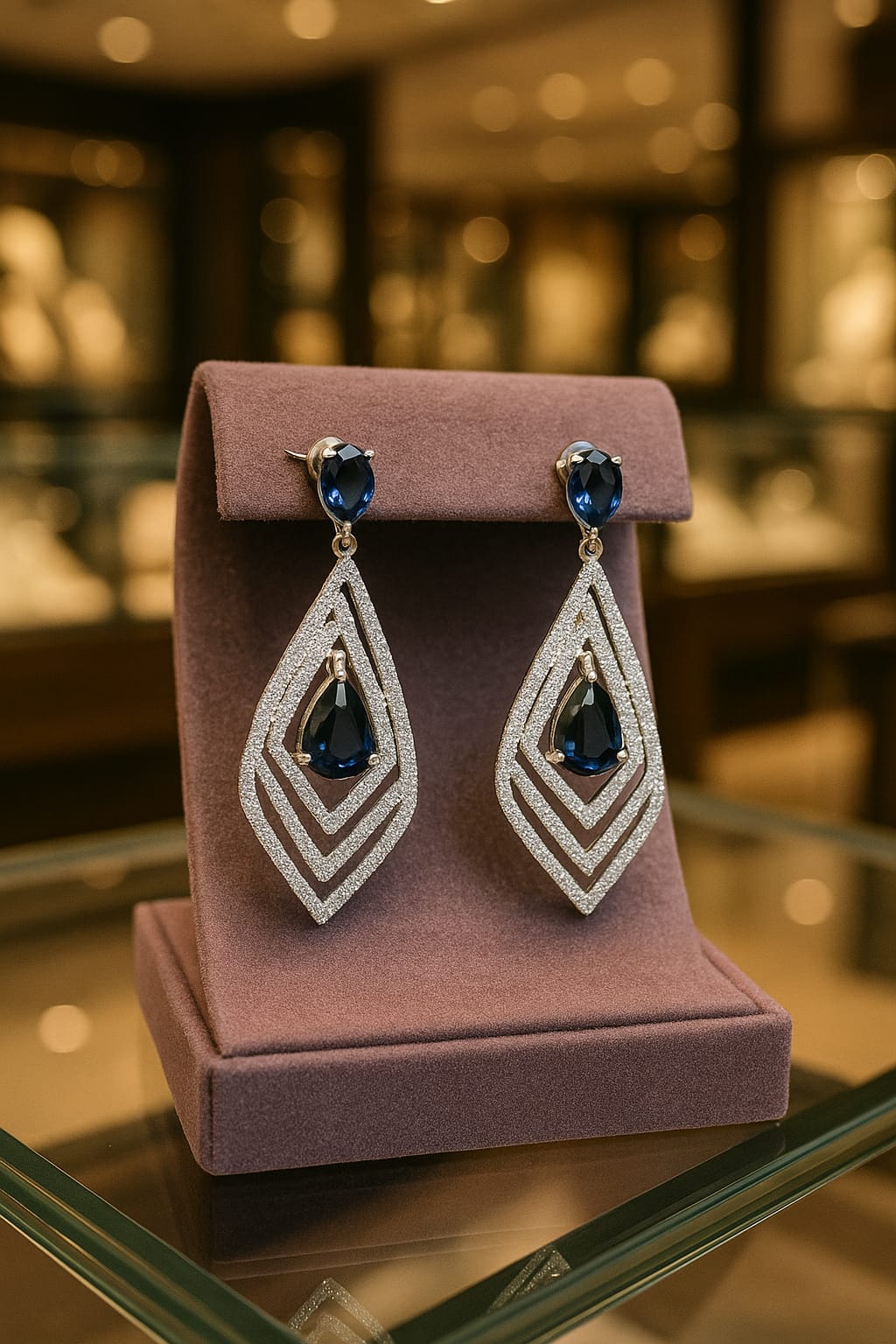 Sapphire Geometric Glamour Earrings