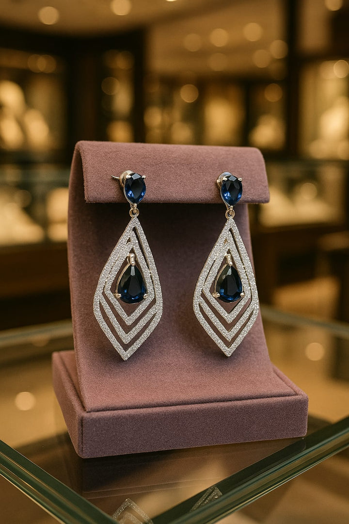 Sapphire Geometric Glamour Earrings