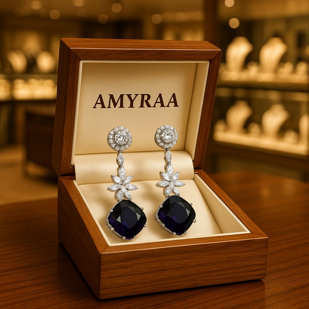 Royal Noir Diamond Drop Earrings
