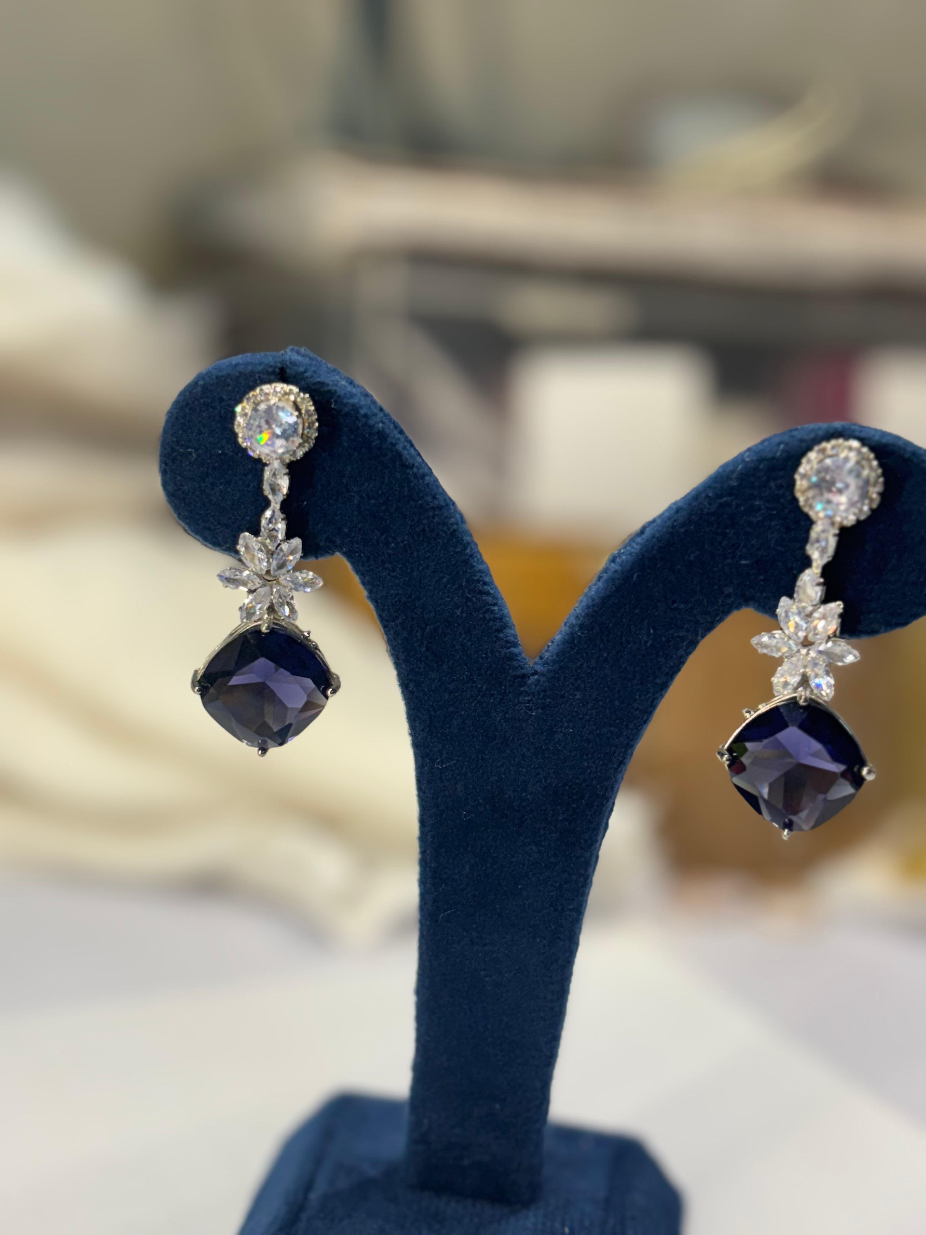 Royal Noir Diamond Drop Earrings
