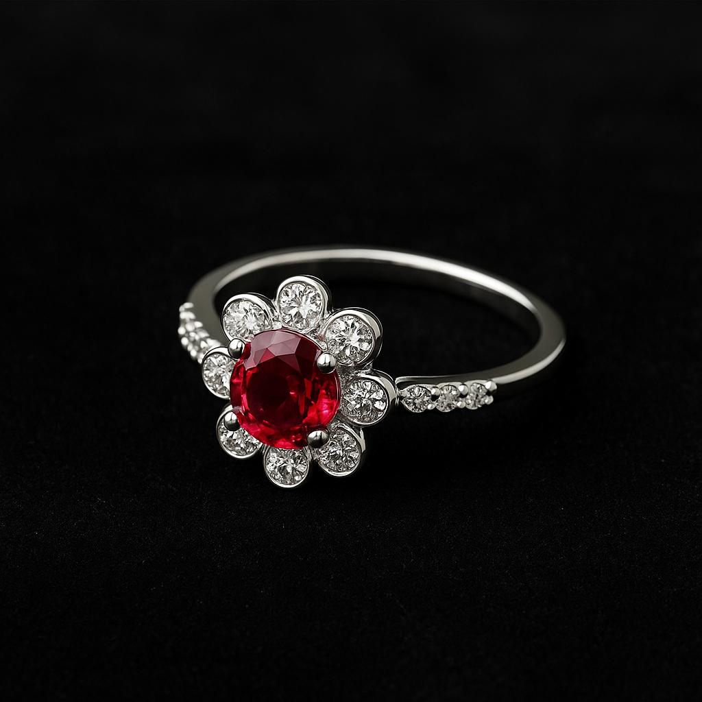 Ruby Blossom Diamond Ring