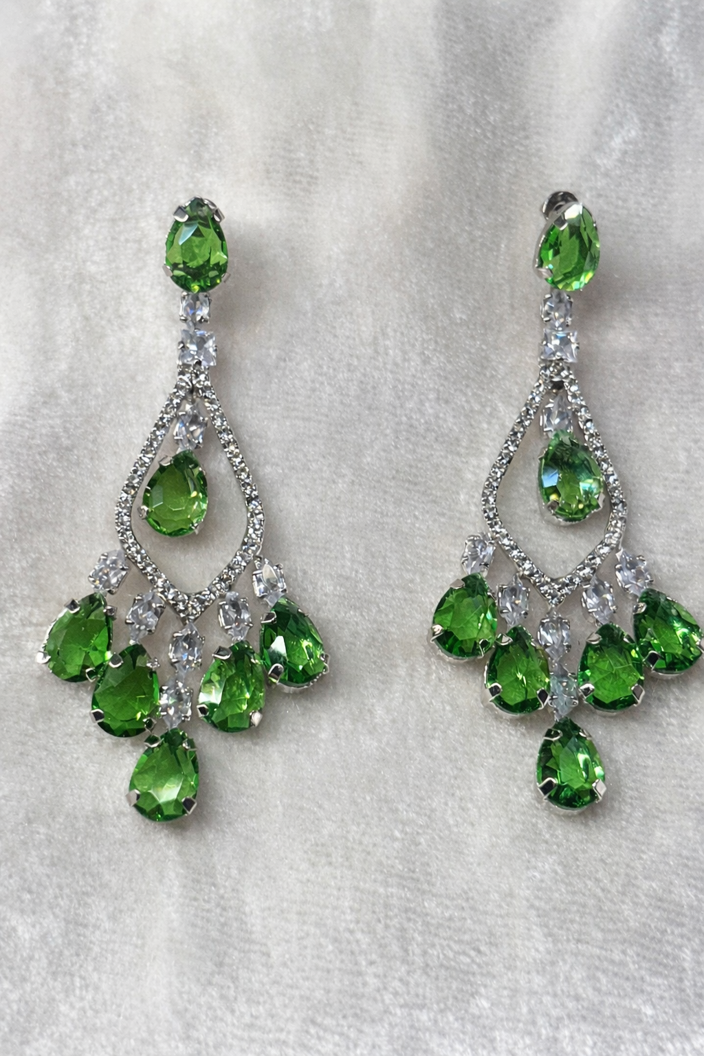 Emerald Green Teardrop Chandelier Earrings
