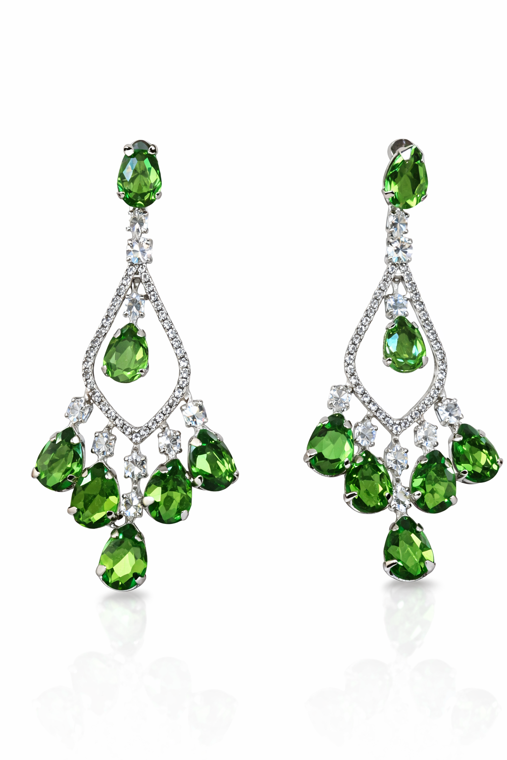 Emerald Green Teardrop Chandelier Earrings