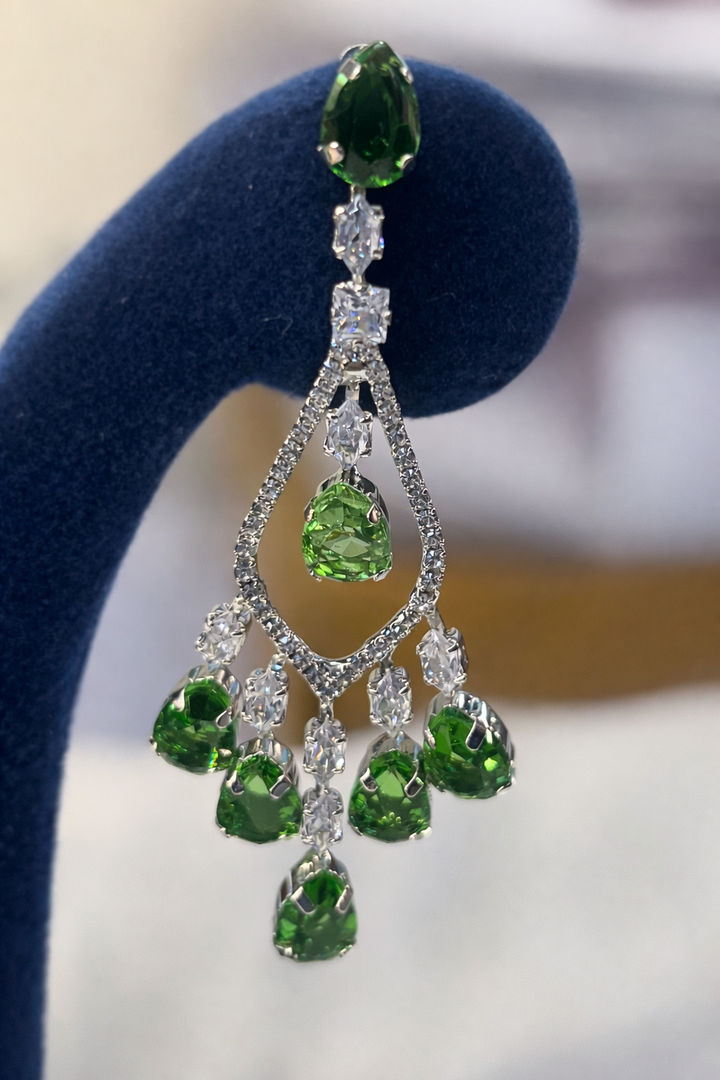 Emerald Green Teardrop Chandelier Earrings