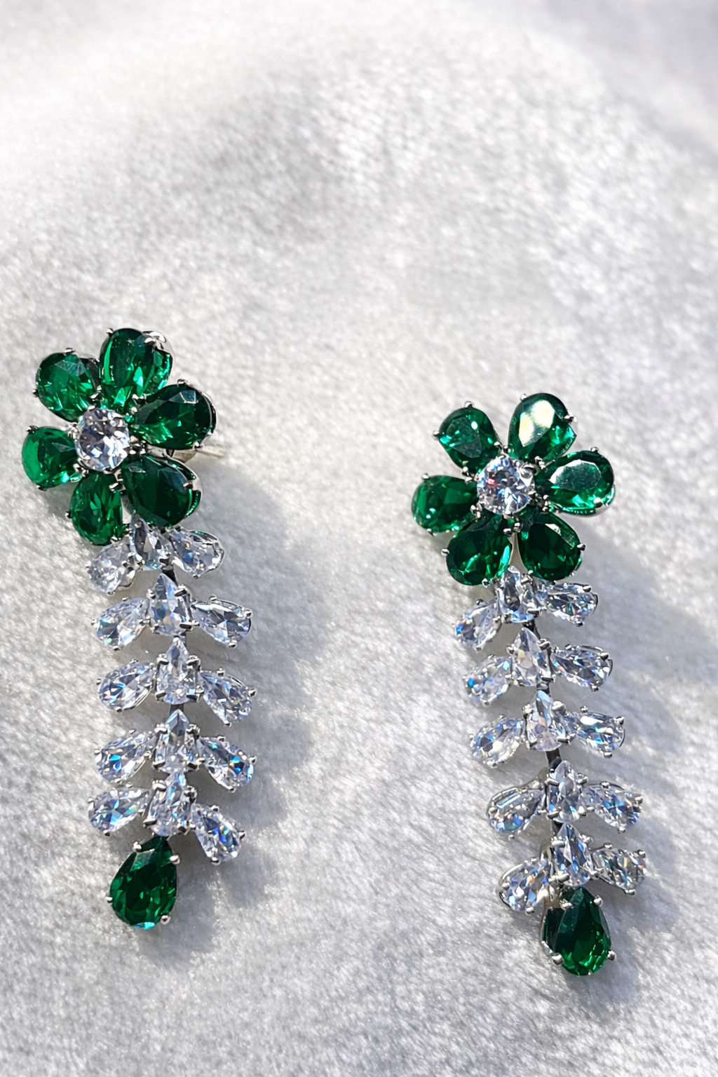 Emerald Blossom Drop Earrings