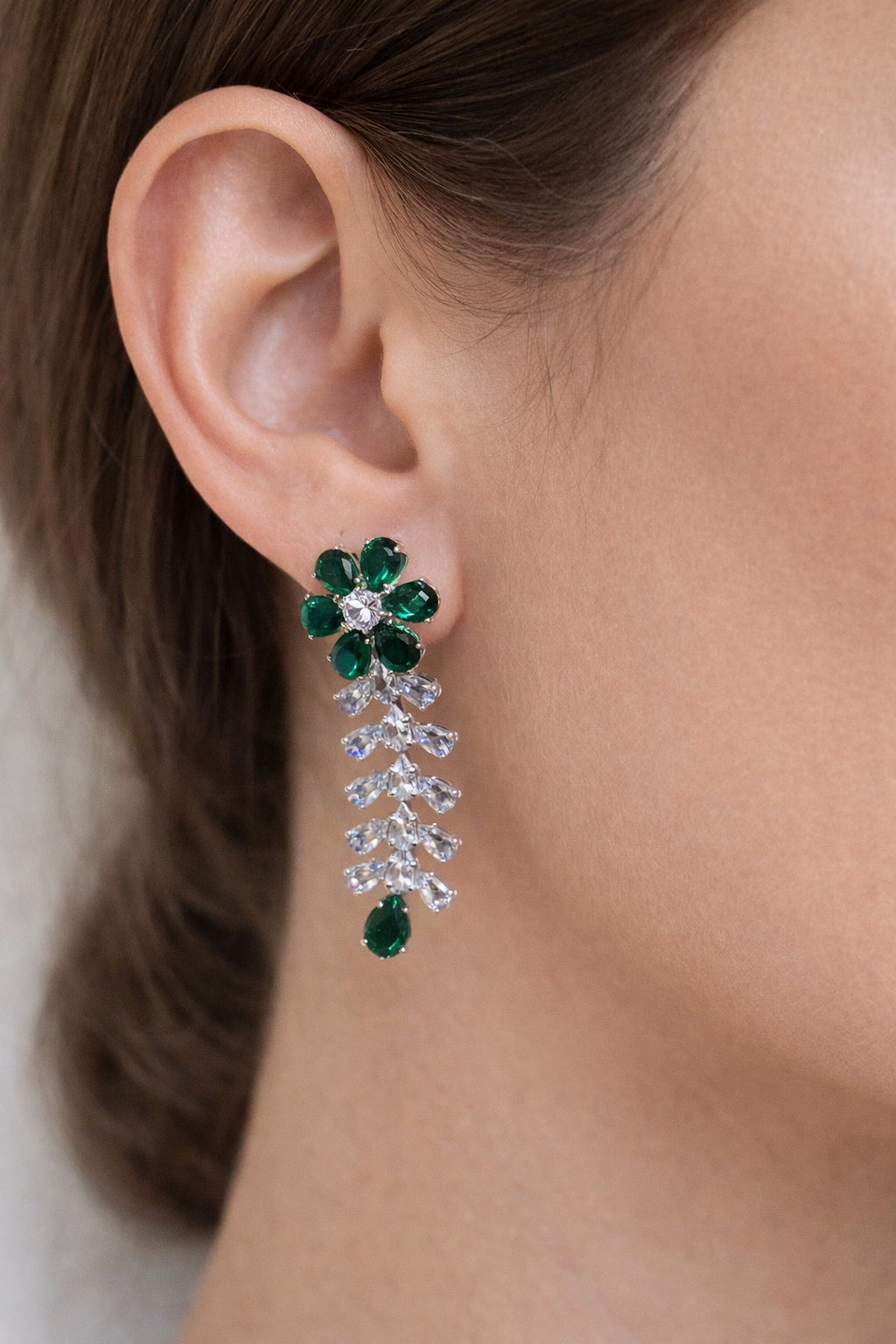 Emerald Blossom Drop Earrings