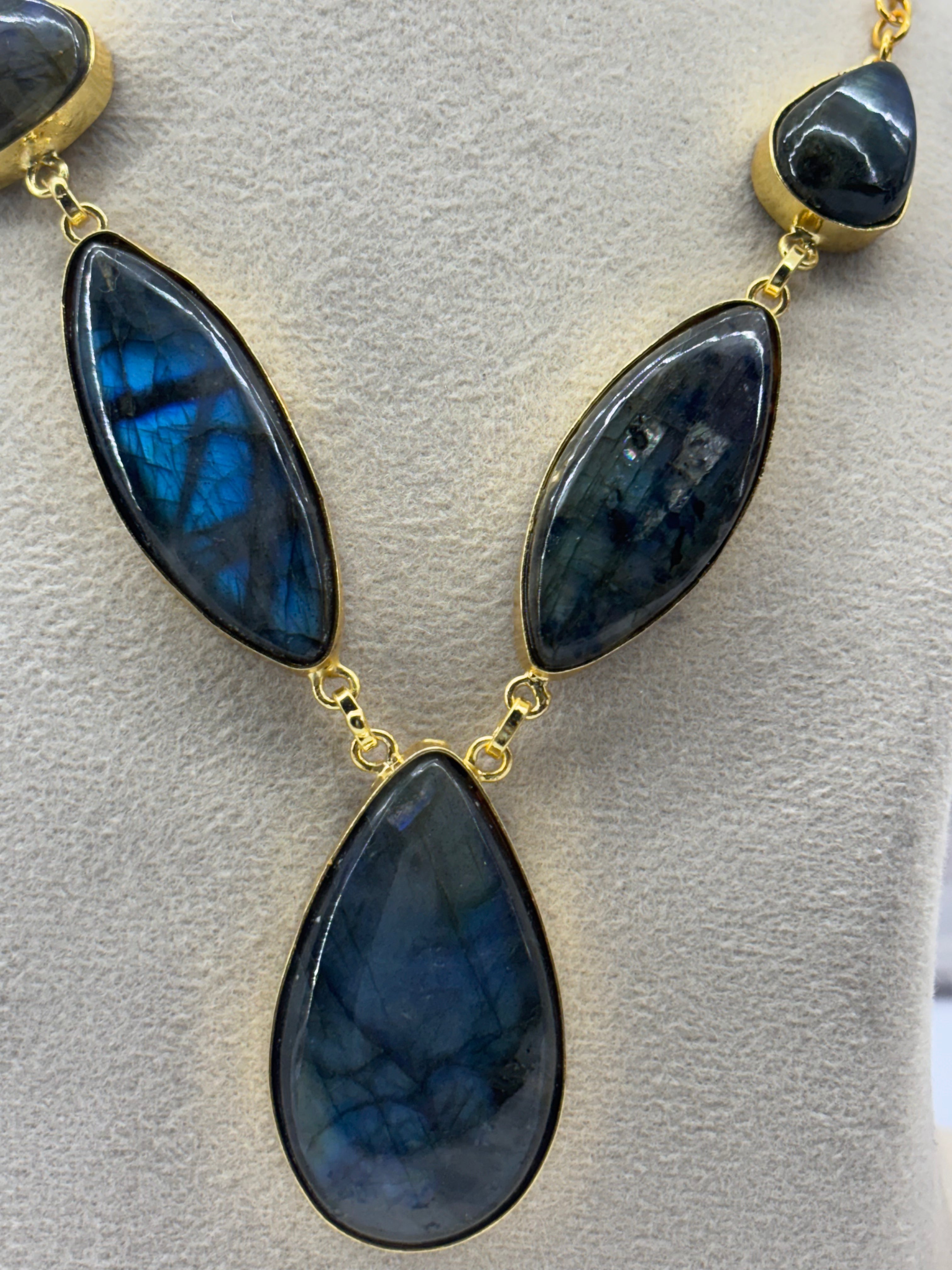Amyraa Jewels – Mystic Labradorite Statement Necklace  “Beauty with Elegance”