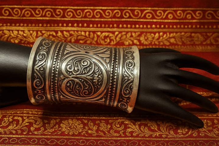 Regal Handcrafted Silver Cuff Bracelet