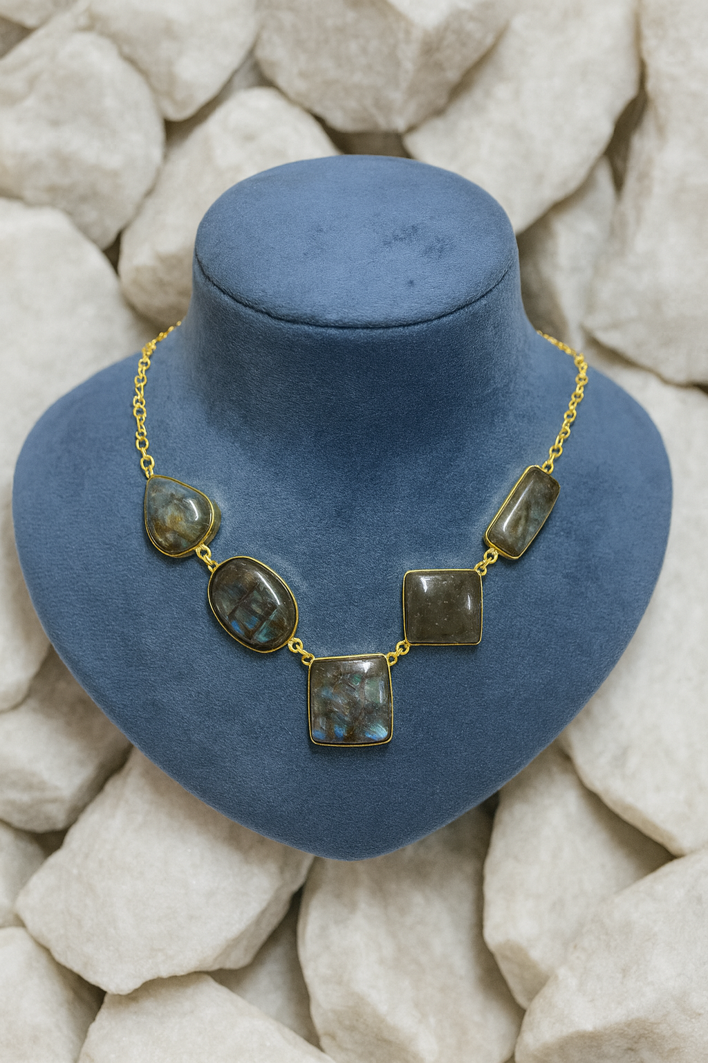 Amyraa Jewels – Mystic Labradorite Statement Necklace  “Beauty with Elegance”