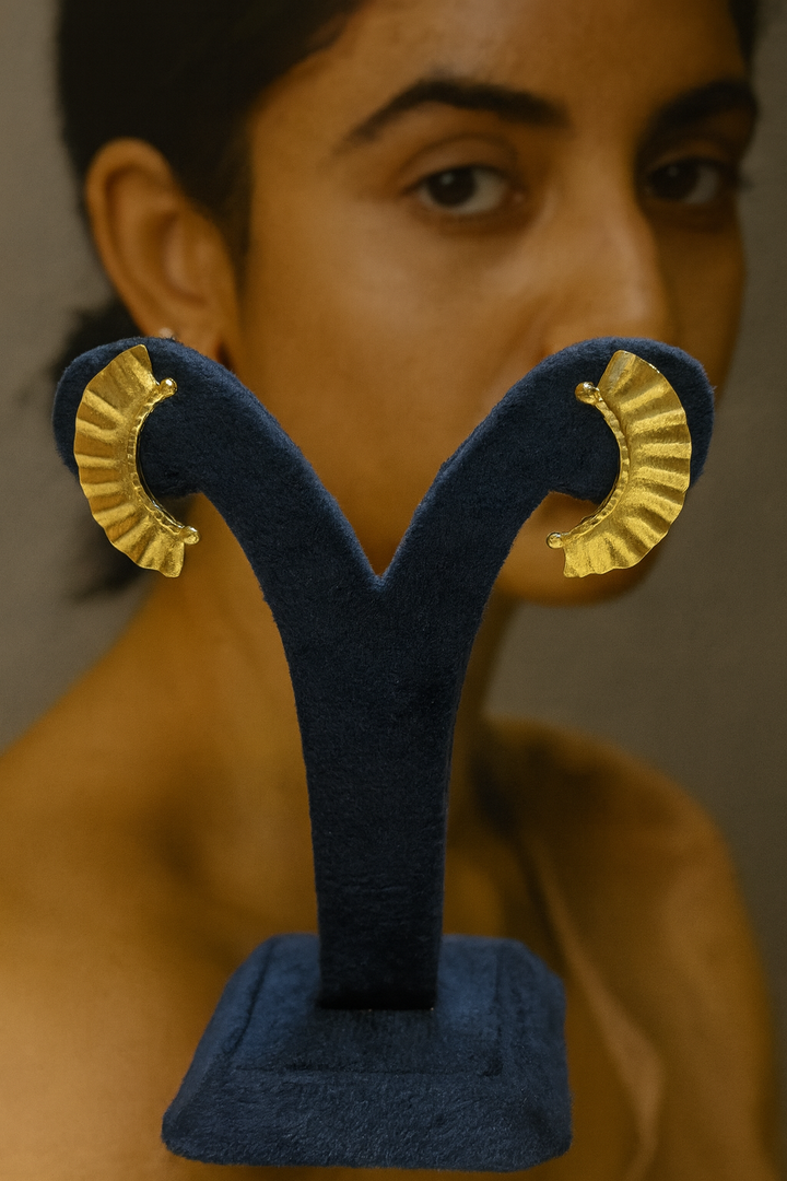 Golden Crescent Fan Earrings