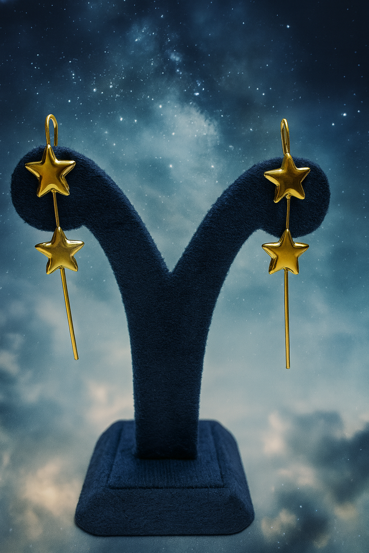 Celestial Golden Star Drop Earrings